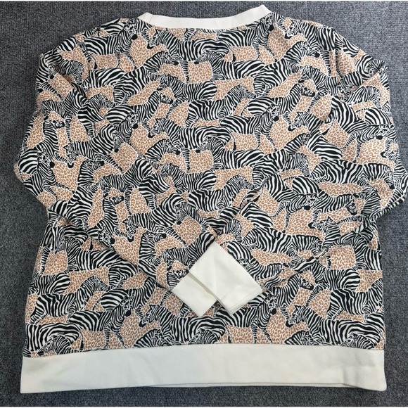 J.Crew Re-Imagined Zebra Leopard Print Sweatshirt Crew Neck Cotton Top M - Picture 8 of 8